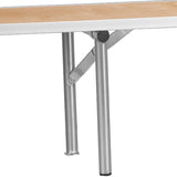 English Elm Commercial Grade 72'' x 12'' x 12'' Birchwood Bar Top Riser with Silver Legs