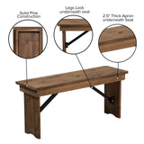 English Elm Commercial Grade Series 40'' x 12'' Solid Pine Folding Farm Bench