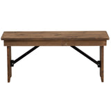 English Elm Commercial Grade Series 40'' x 12'' Solid Pine Folding Farm Bench