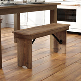 Commercial Grade Rustic Pine Folding Farm Bench - 40'' x 12'' Dimensions