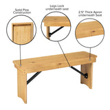 English Elm Commercial Grade 40'' x 12'' Solid Pine Folding Farm Bench