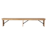 English Elm Commercial Grade Series 8' x 12'' Solid Pine Folding Farm Bench with 3 Legs