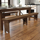 Rustic Pine Folding Farm Bench | 8' x 12'' | 3 Legs | Commercial Grade