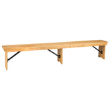 English Elm Commercial Grade 8' x 12'' Antique Rustic Solid Pine Folding Farm Bench with 3 Legs