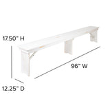 English Elm Commercial Grade Series 8' x 12" Antique Rustic Solid Pine Folding Farm Bench with 3 Legs