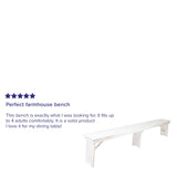 English Elm Commercial Grade Series 8' x 12" Antique Rustic Solid Pine Folding Farm Bench with 3 Legs