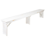 English Elm Commercial Grade Series 8' x 12" Antique Rustic Solid Pine Folding Farm Bench with 3 Legs