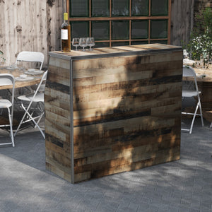 English Elm Commercial Grade 4' Wood Plank Laminate Foldable Bar - Portable Event Bar