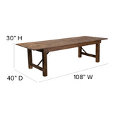 English Elm Commercial Grade Series 9' x 40" Rectangular Solid Pine Folding Farm Table