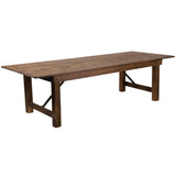 English Elm Commercial Grade Series 9' x 40" Rectangular Solid Pine Folding Farm Table