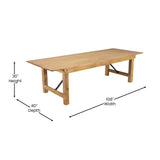 English Elm Commercial Grade 9' x 40" Rectangular Antique Rustic Solid Pine Folding Farm Table