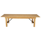 English Elm Commercial Grade 9' x 40" Rectangular Antique Rustic Solid Pine Folding Farm Table