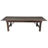 English Elm Commercial Grade 9' x 40" Rectangular Antique Rustic Solid Pine Folding Farm Table