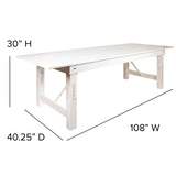 English Elm Commercial Grade Series 9' x 40" Rectangular Solid Pine Folding Farm Table