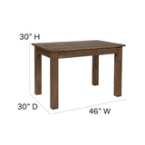 English Elm Commercial Grade 46" x 30" Rectangular Solid Pine Farm Dining Table