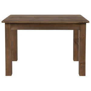 English Elm Commercial Grade 46" x 30" Rectangular Solid Pine Farm Dining Table