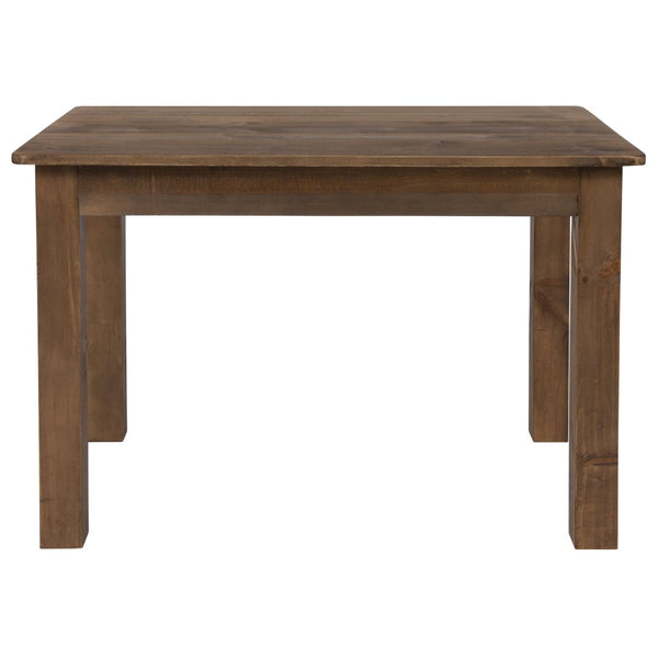 English Elm Commercial Grade 46" x 30" Rectangular Solid Pine Farm Dining Table