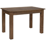 English Elm Commercial Grade 46" x 30" Rectangular Solid Pine Farm Dining Table