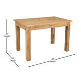 English Elm Commercial Grade 46" x 30" Rectangular Antique Rustic Solid Pine Farm Dining Table