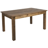 English Elm Commercial Grade 60" x 38" Rectangular Solid Pine Farm Dining Table