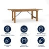 English Elm Commercial Grade Series 7' x 40" Rectangular Solid Pine Folding Farm Table