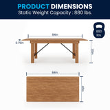 English Elm Commercial Grade Series 7' x 40" Rectangular Solid Pine Folding Farm Table