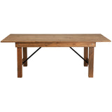 English Elm Commercial Grade Series 7' x 40" Rectangular Solid Pine Folding Farm Table