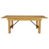 English Elm Commercial Grade 7' x 40" Rectangular Antique Rustic Solid Pine Folding Farm Table