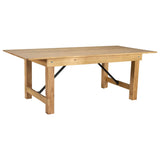 English Elm Commercial Grade 7' x 40" Rectangular Antique Rustic Solid Pine Folding Farm Table