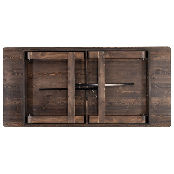 English Elm Commercial Grade 7' x 40" Rectangular Antique Rustic Solid Pine Folding Farm Table