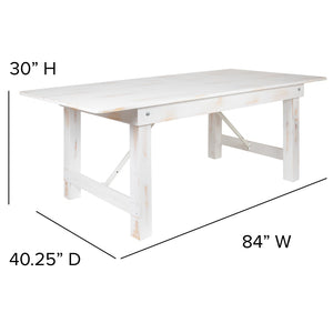 English Elm Commercial Grade Series 7' x 40" Rectangular Solid Pine Folding Farm Table