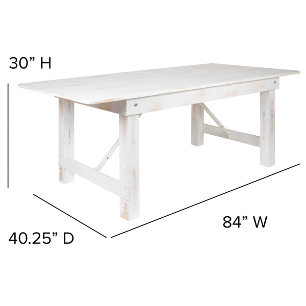 English Elm Commercial Grade Series 7' x 40" Rectangular Solid Pine Folding Farm Table