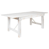 English Elm Commercial Grade Series 7' x 40" Rectangular Solid Pine Folding Farm Table