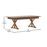 English Elm Commercial Grade 7' x 40" Rectangular Solid Pine Folding Farm Table with X Legs