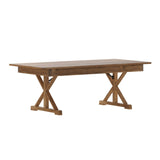 English Elm Commercial Grade 7' x 40" Rectangular Solid Pine Folding Farm Table with X Legs