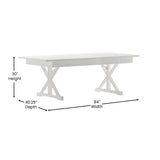 English Elm Commercial Grade 7' x 40" Rectangular Solid Pine Folding Farm Table with X Legs