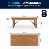 English Elm Commercial Grade Series 8' x 40" Rectangular Solid Pine Folding Farm Table