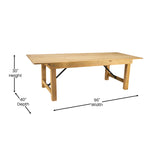 English Elm Commercial Grade 8' x 40" Rectangular Antique Rustic Solid Pine Folding Farm Table