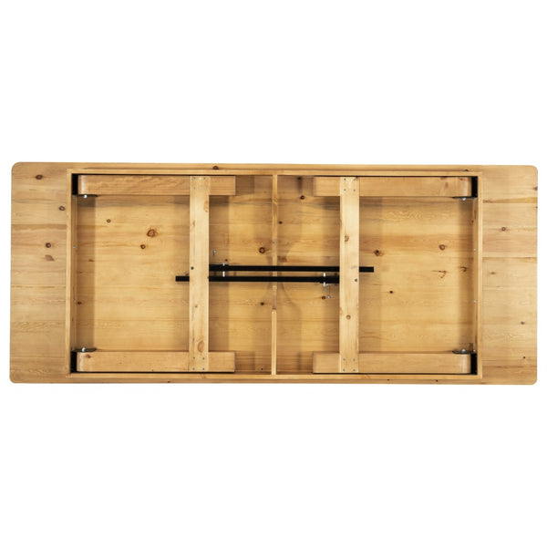 English Elm Commercial Grade 8' x 40" Rectangular Antique Rustic Solid Pine Folding Farm Table
