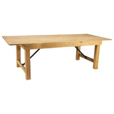 English Elm Commercial Grade 8' x 40" Rectangular Antique Rustic Solid Pine Folding Farm Table