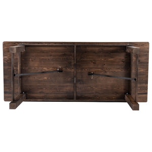 English Elm Commercial Grade 8' x 40" Rectangular Antique Rustic Solid Pine Folding Farm Table