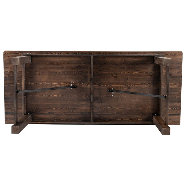 English Elm Commercial Grade 8' x 40" Rectangular Antique Rustic Solid Pine Folding Farm Table