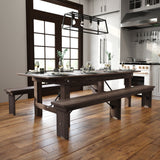 English Elm Commercial Grade 8' x 40" Rectangular Antique Rustic Solid Pine Folding Farm Table