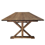 English Elm Commercial Grade 8' x 40" Rectangular Solid Pine Folding Farm Table with X Legs