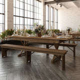 English Elm Commercial Grade 8' x 40" Rectangular Solid Pine Folding Farm Table with X Legs