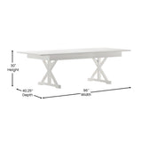 English Elm Commercial Grade 8' x 40" Rectangular Solid Pine Folding Farm Table with X Legs