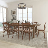 Commercial Grade Series 8' x 40'' Folding Farm Table Set with 8 Cross Back Chairs and Cushions