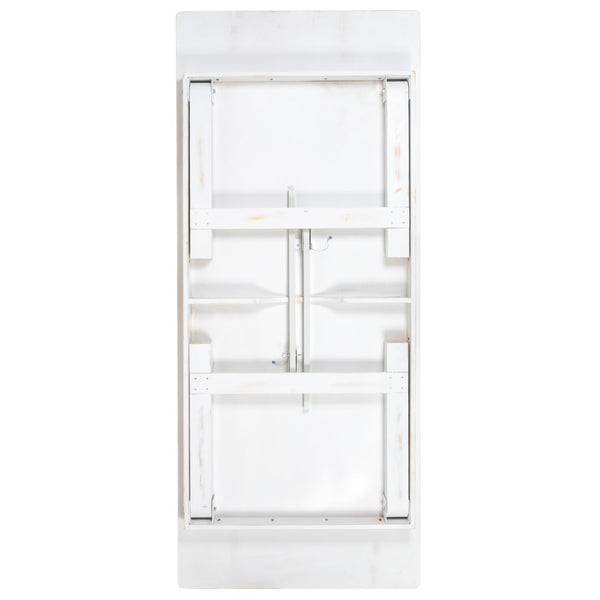 English Elm Commercial Grade Series 8' x 40" Folding Farm Table and Four 40.25"L Bench Set