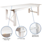 English Elm Commercial Grade Series 8' x 40" Folding Farm Table and Four 40.25"L Bench Set