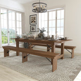 Commercial Grade Series 8' x 40'' Folding Farm Table and Two Bench Set